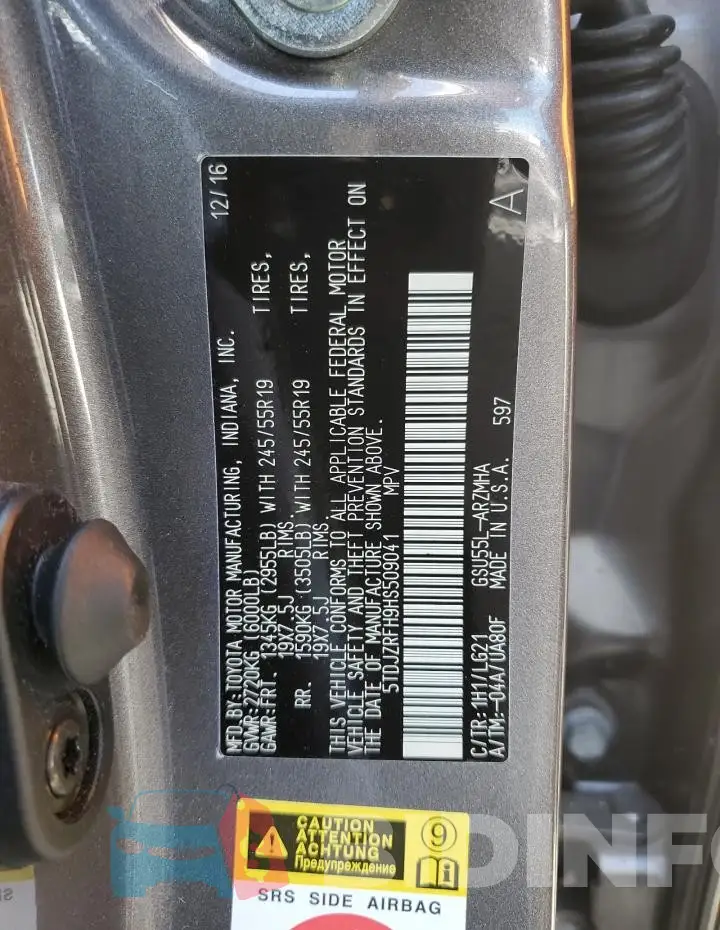 5TDJZRFH9HS509041 Photo# 14