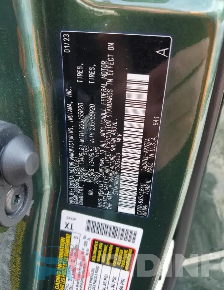 5TDKDRAH0PS503430 Photo# 12