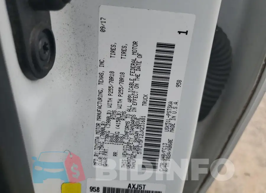 5TFEY5F12JX231681 Photo# 12