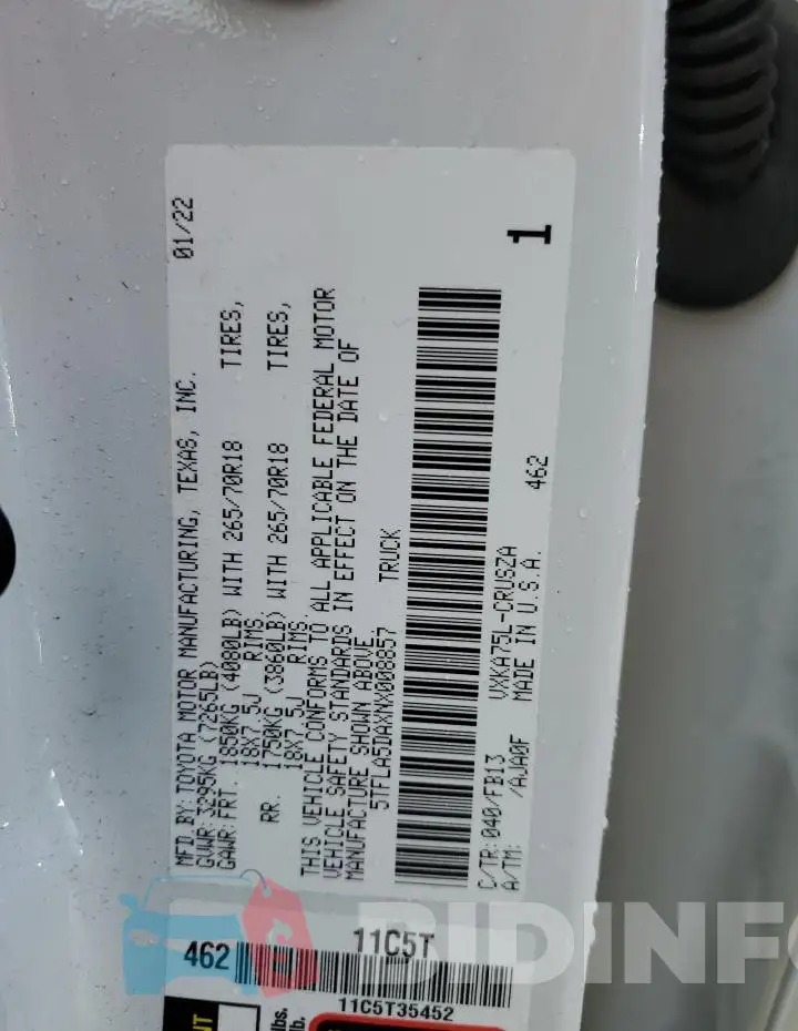 5TFLA5DAXNX008857 Photo# 12