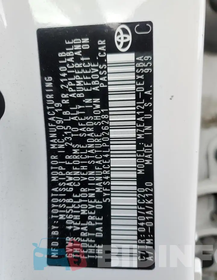 5YFS4RCE4LP026281 Photo# 12