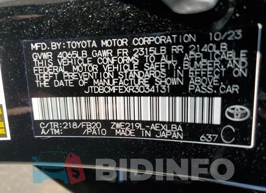JTDBCMFEXR3034131 Photo# 12