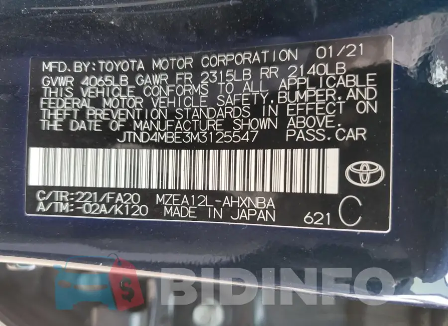 JTND4MBE3M3125547 Photo# 12