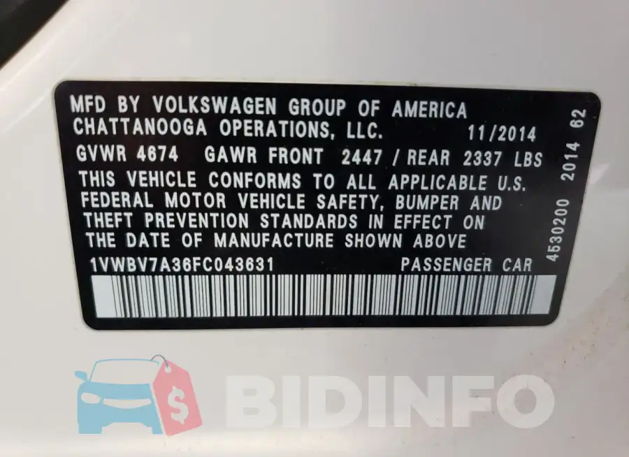 1VWBV7A36FC043631 Photo# 12