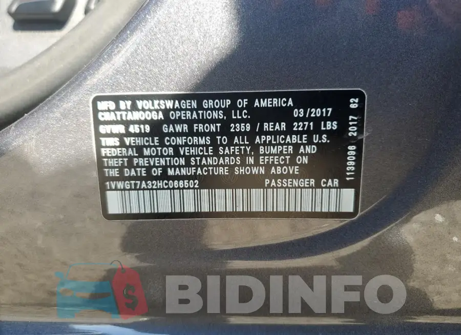 1VWGT7A32HC066502 Photo# 12