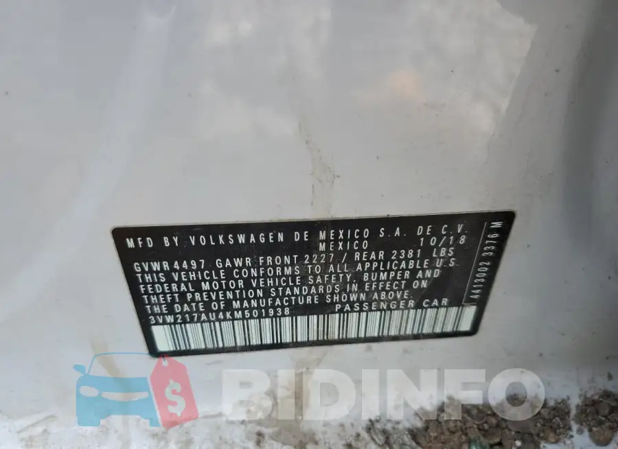 3VW217AU4KM501938 Photo# 12