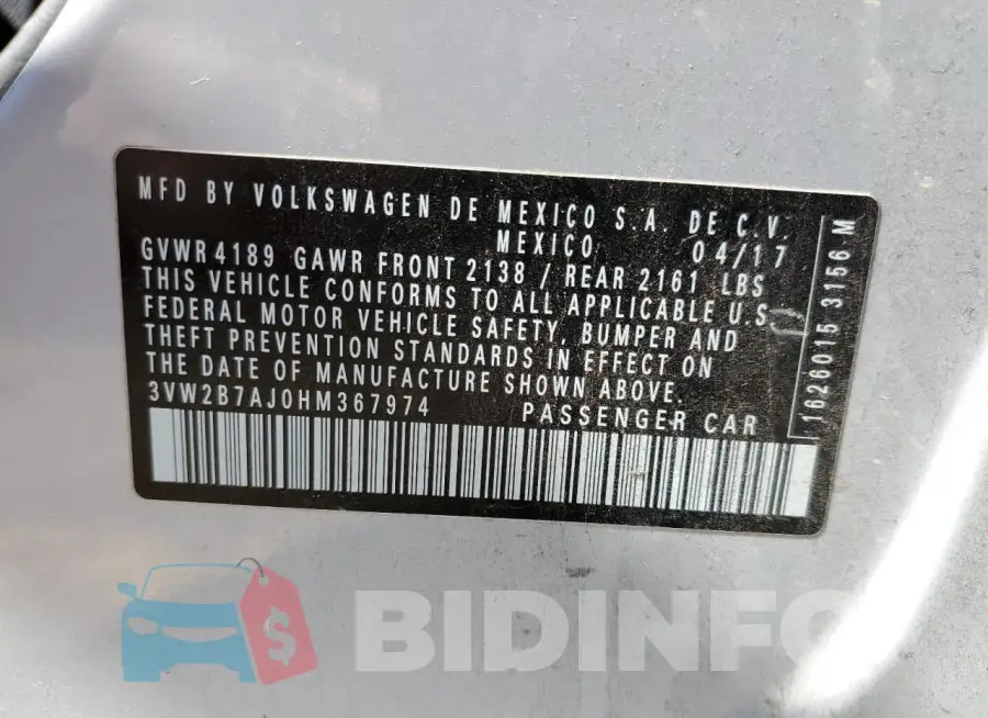 3VW2B7AJ0HM367974 Photo# 12
