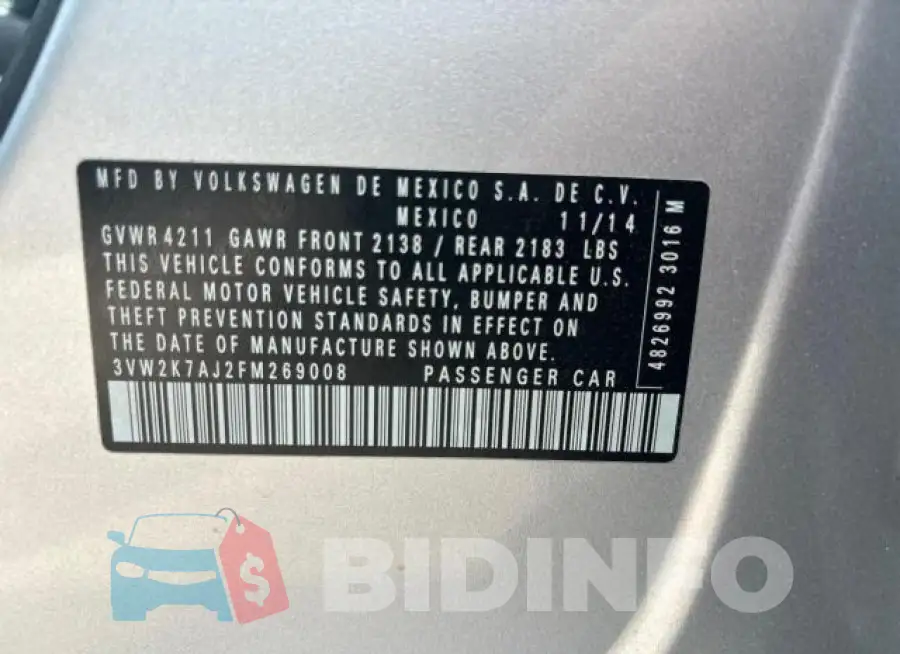 3VW2K7AJ2FM269008 Photo# 10