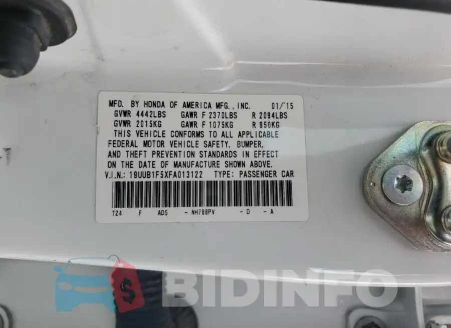 19UUB1F5XFA013122 Photo# 13