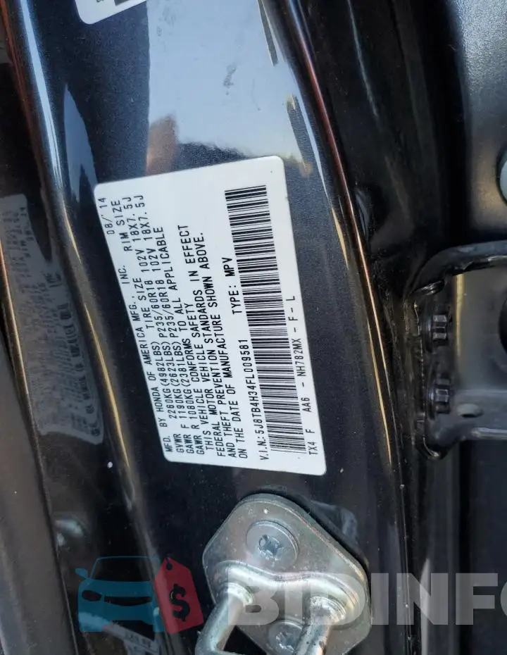 5J8TB4H34FL009581 Photo# 13