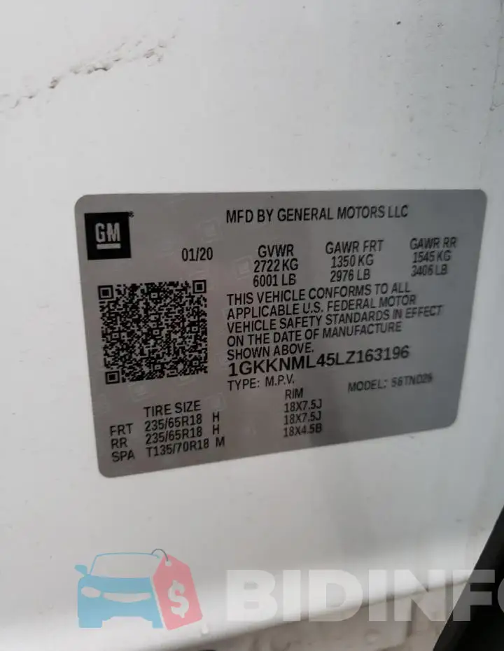 1GKKNML45LZ163196 Photo# 13