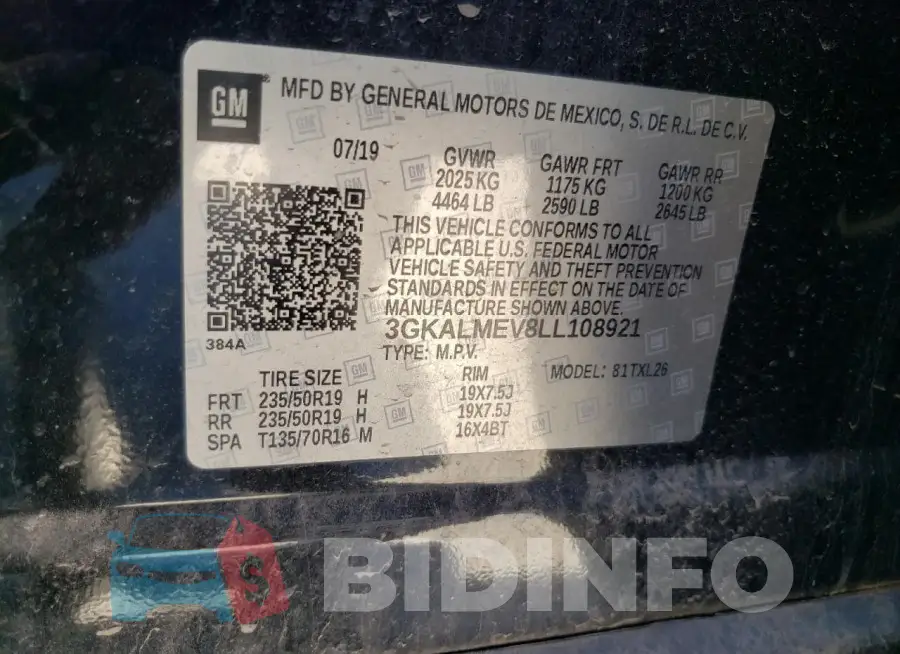 3GKALMEV8LL108921 Photo# 13