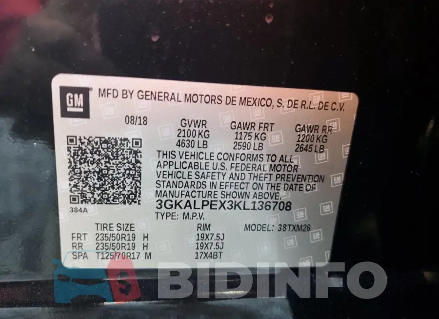 3GKALPEX3KL136708 Photo# 13