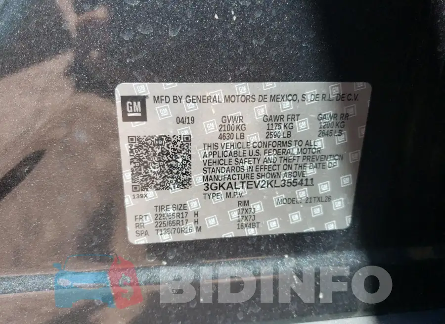 3GKALTEV2KL355411 Photo# 12
