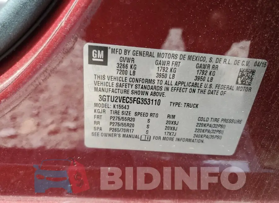 3GTU2VEC5FG353110 Photo# 12
