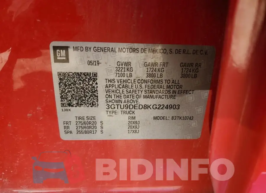 3GTU9DED8KG224903 Photo# 12