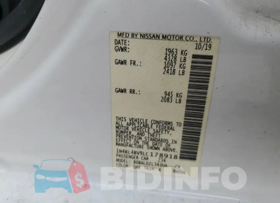 1N4BL4BV9LC178918 Photo# 12