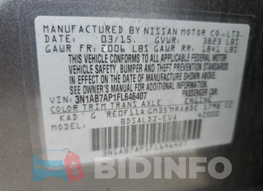 3N1AB7AP1FL646407 Photo# 12