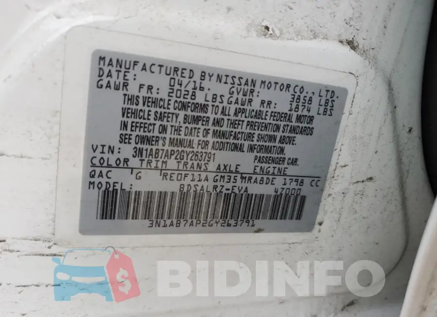 3N1AB7AP2GY263791 Photo# 13