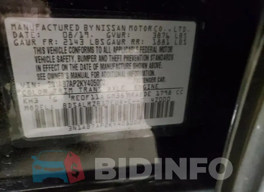 3N1AB7AP2KY405002 Photo# 12
