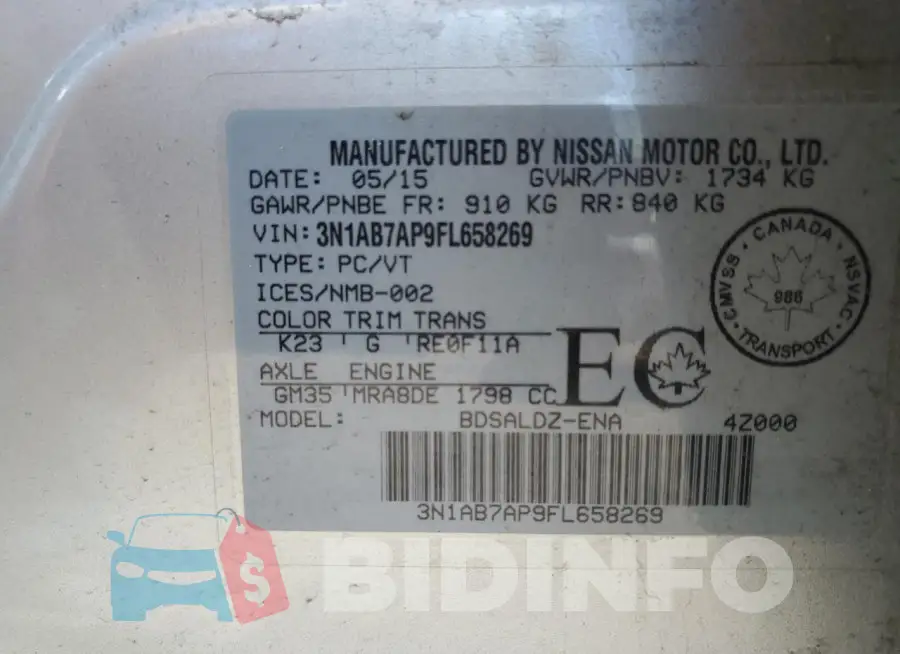 3N1AB7AP9FL658269 Photo# 13