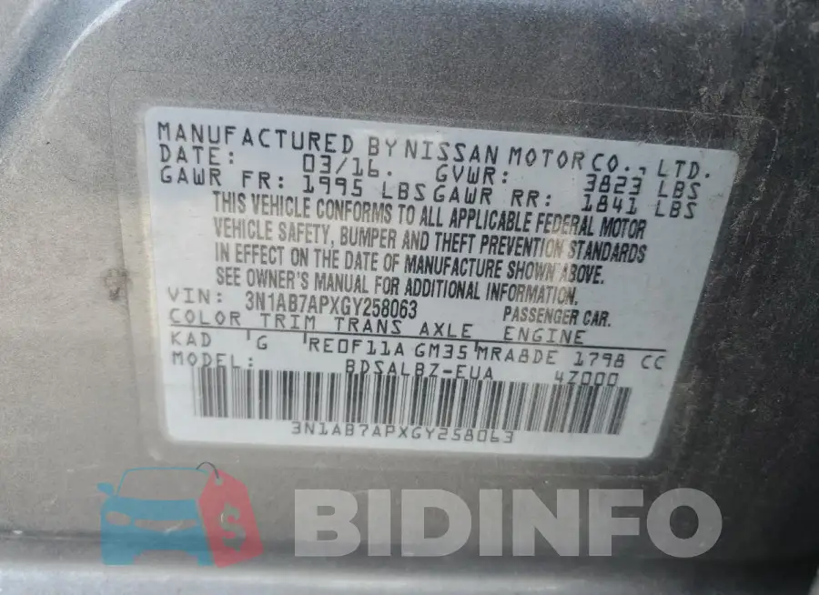 3N1AB7APXGY258063 Photo# 12