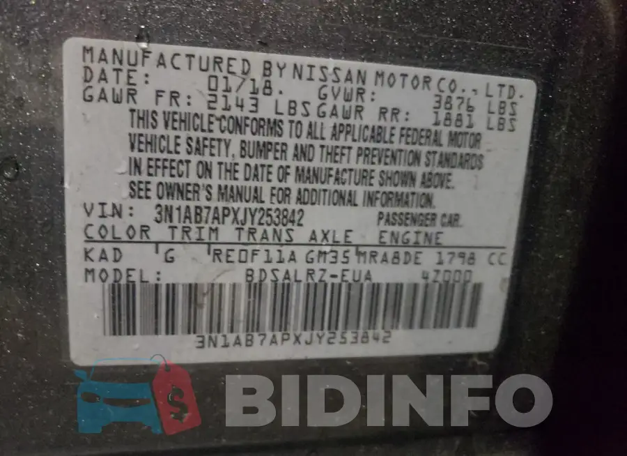 3N1AB7APXJY253842 Photo# 12