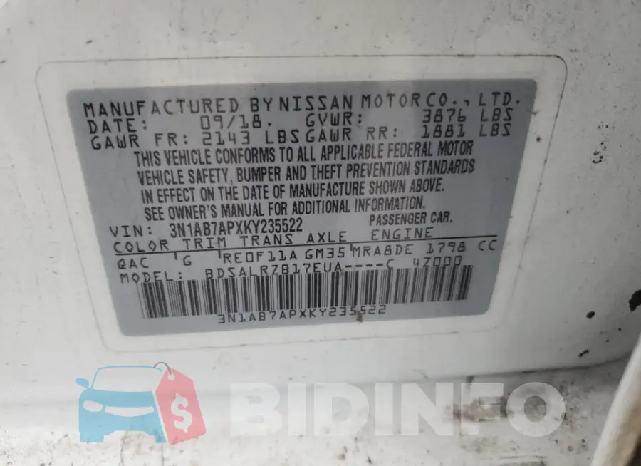 3N1AB7APXKY235522 Photo# 13
