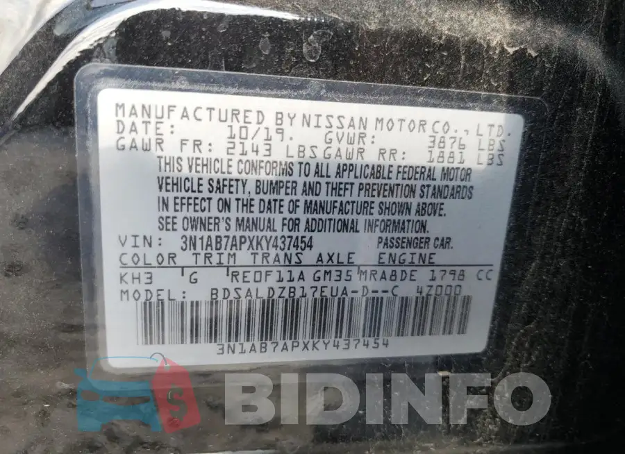 3N1AB7APXKY437454 Photo# 12