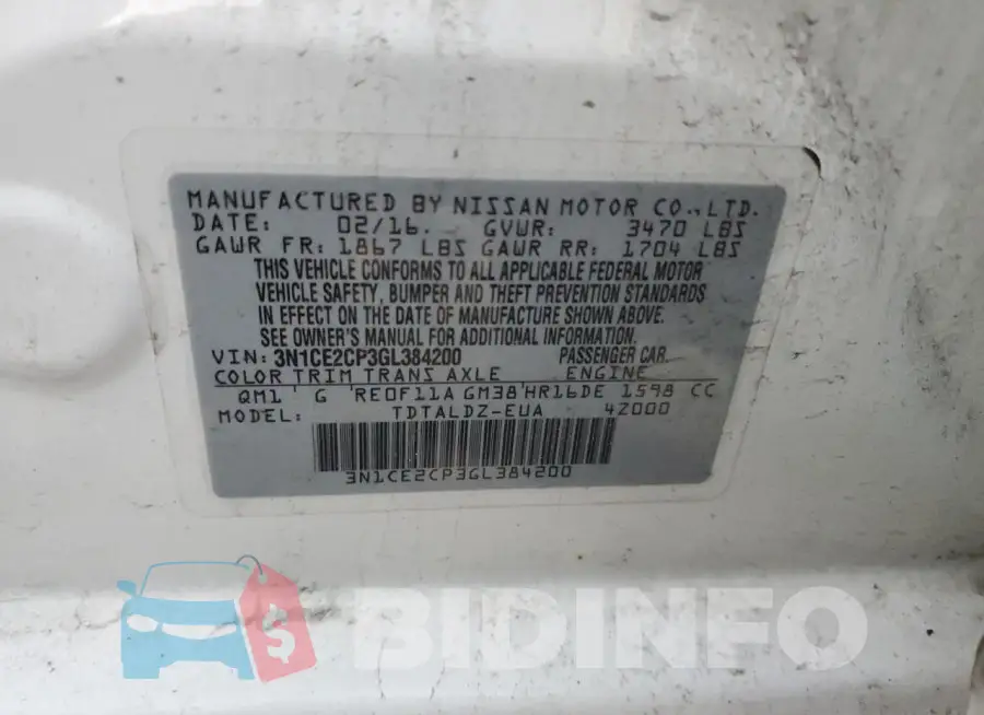 3N1CE2CP3GL384200 Photo# 12