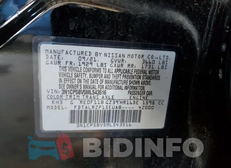 3N1CP5BV5ML543516 Photo# 13