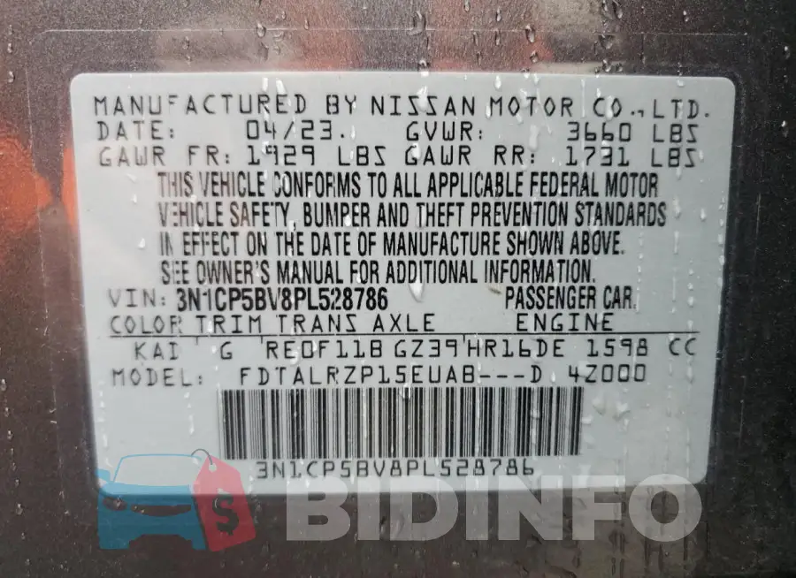 3N1CP5BV8PL528786 Photo# 14