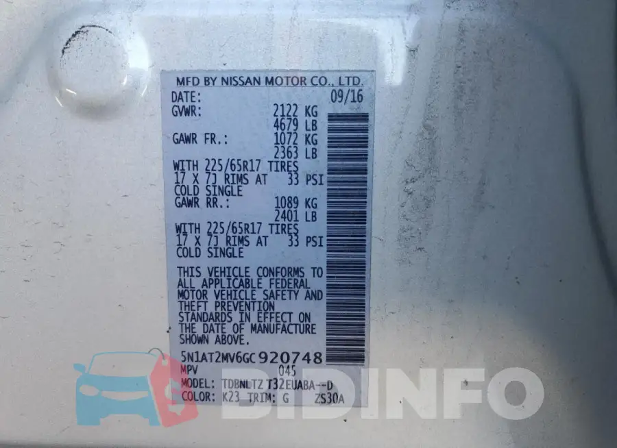 5N1AT2MV6GC920748 Photo# 13