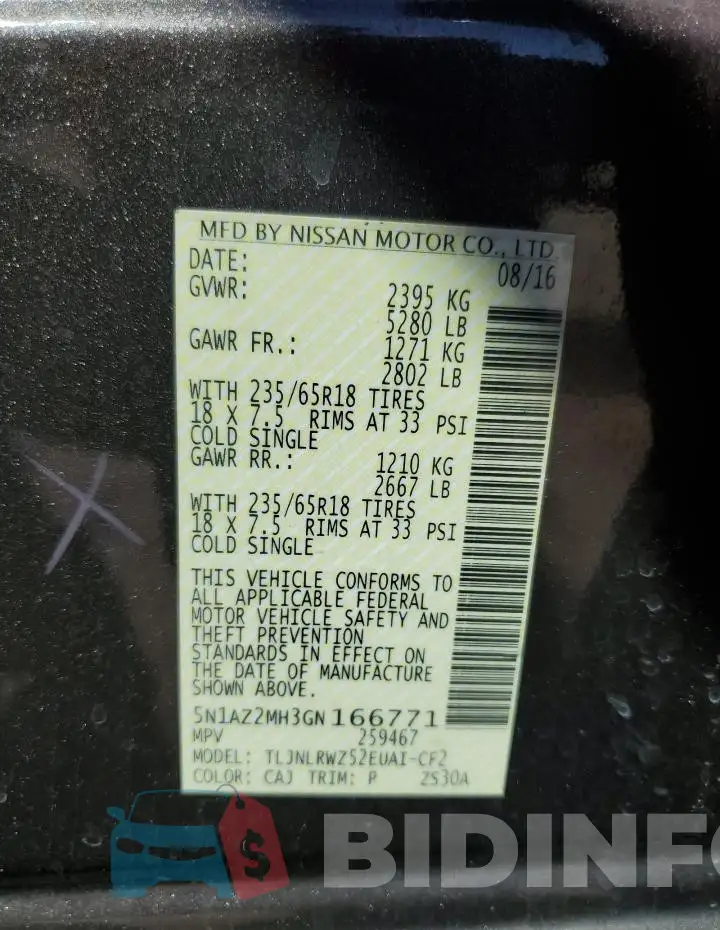 5N1AZ2MH3GN166771 Photo# 14