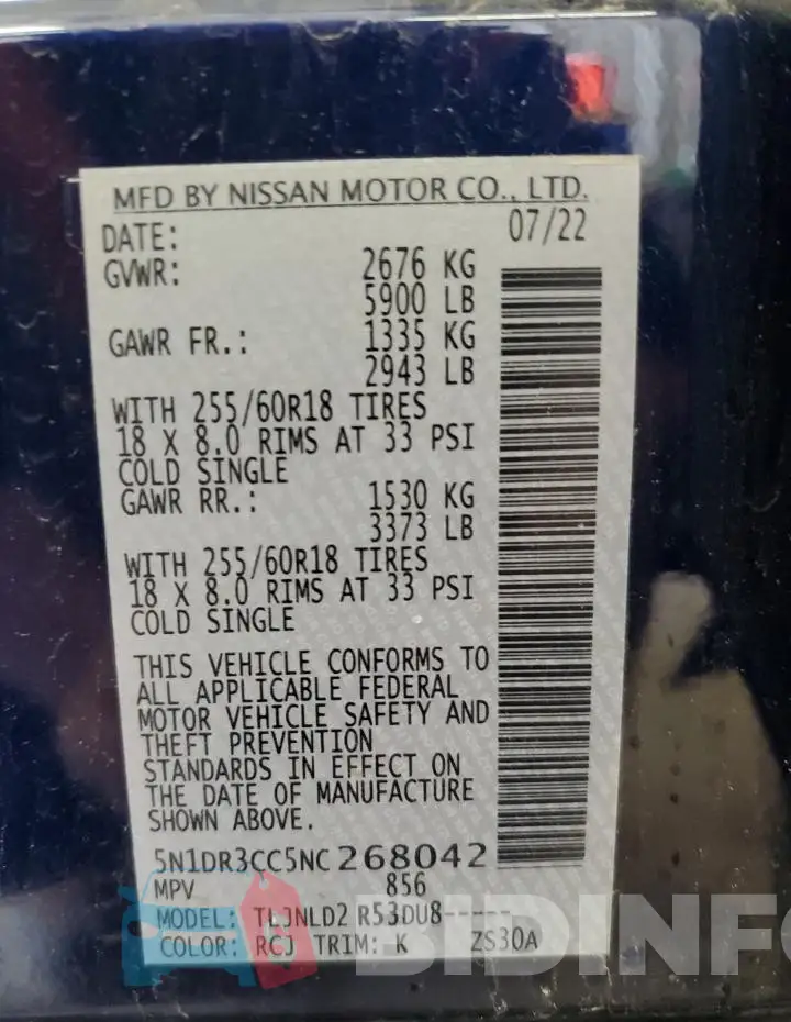 5N1DR3CC5NC268042 Photo# 14