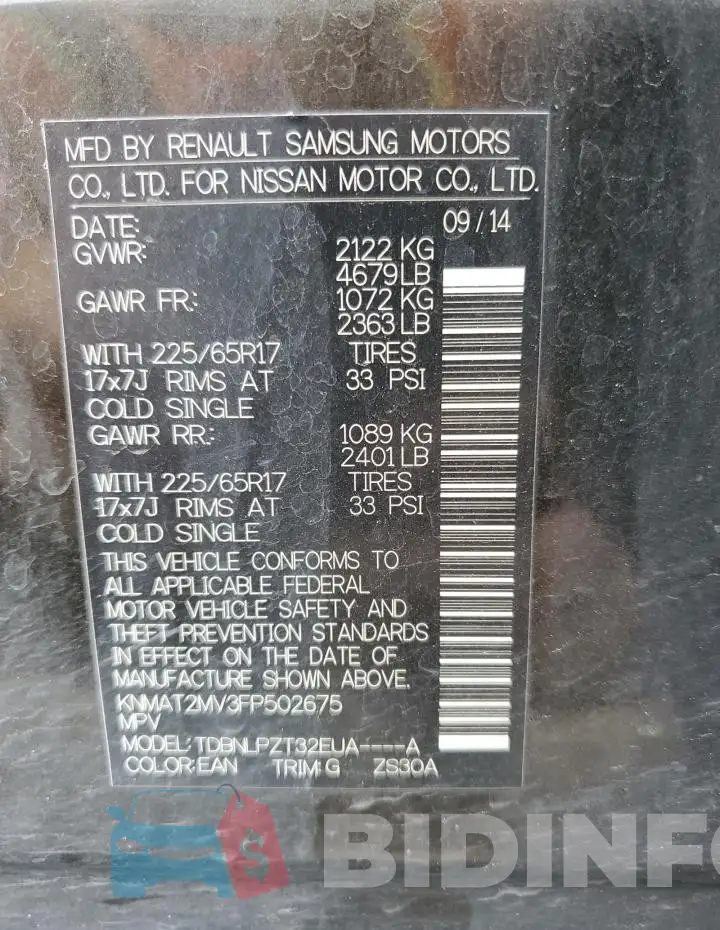 KNMAT2MV3FP502675 Photo# 12