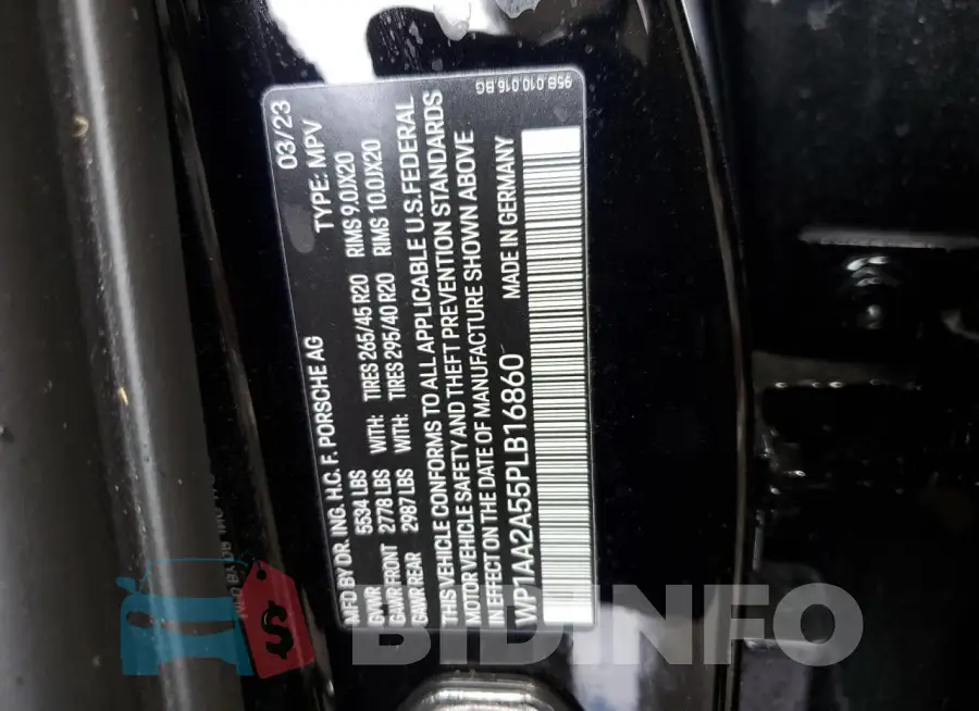 WP1AA2A55PLB16860 Photo# 14