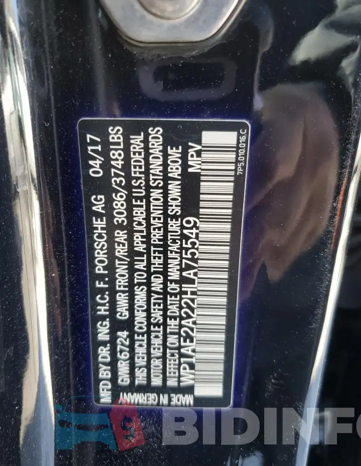 WP1AE2A22HLA75549 Photo# 14