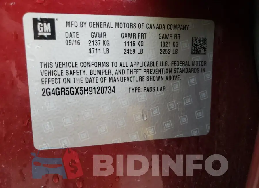 2G4GR5GX5H9120734 Photo# 13