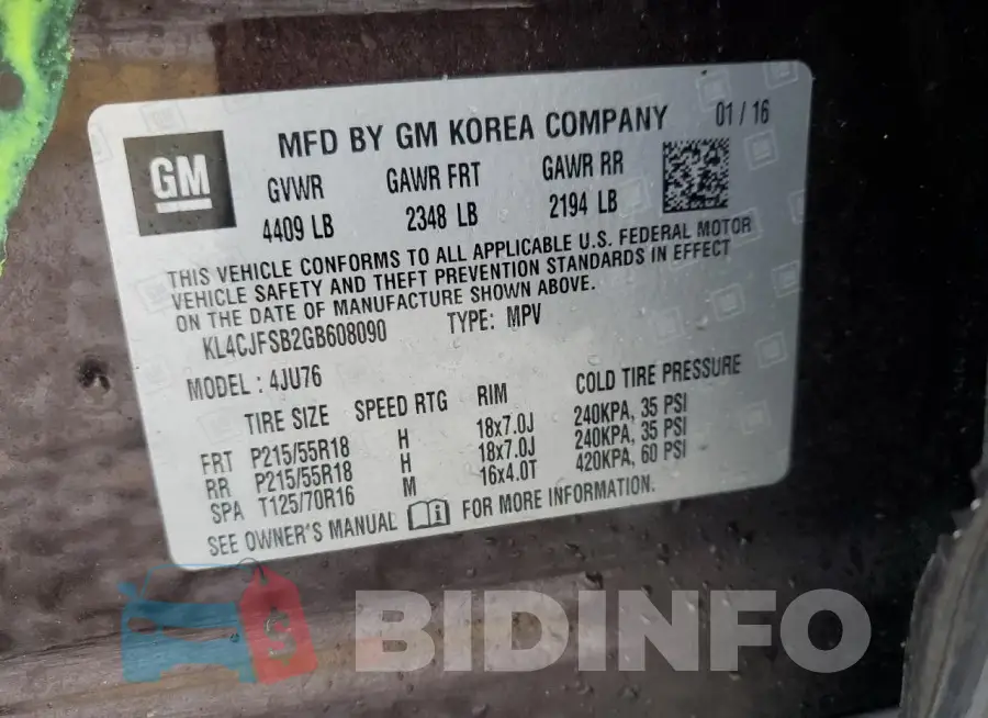 KL4CJFSB2GB608090 Photo# 13