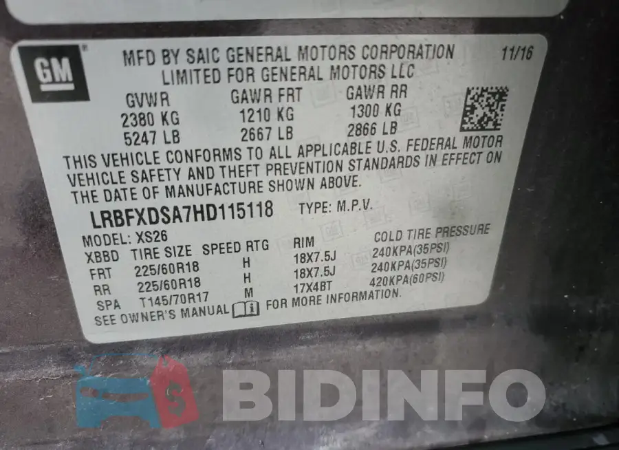 LRBFXDSA7HD115118 Photo# 13