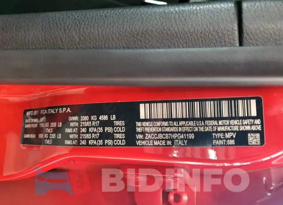 ZACCJBCB7HPG41199 Photo# 12