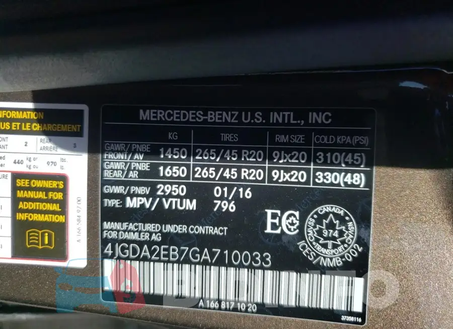 4JGDA2EB7GA710033 Photo# 14
