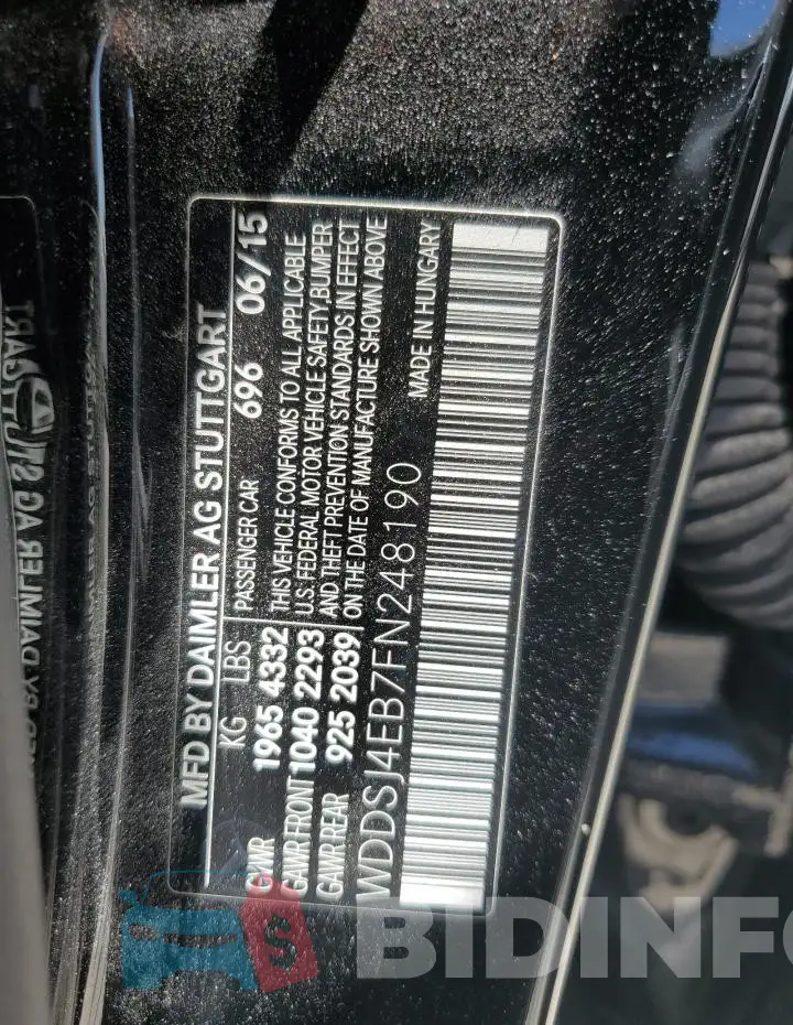WDDSJ4EB7FN248190 Photo# 12
