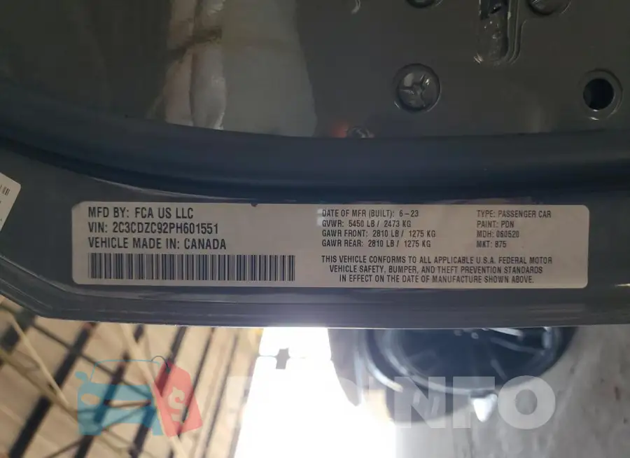 2C3CDZC92PH601551 Photo# 12