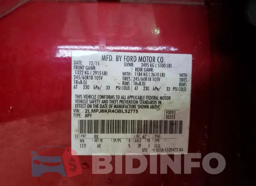 2LMPJ6KR4GBL52775 Photo# 12