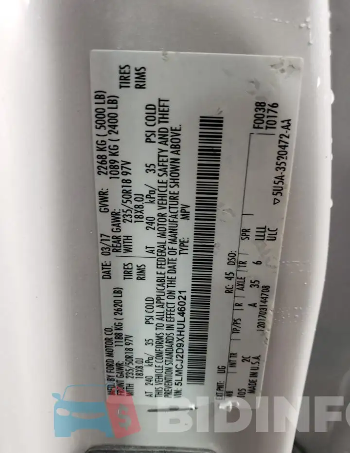 5LMCJ2D9XHUL46021 Photo# 12