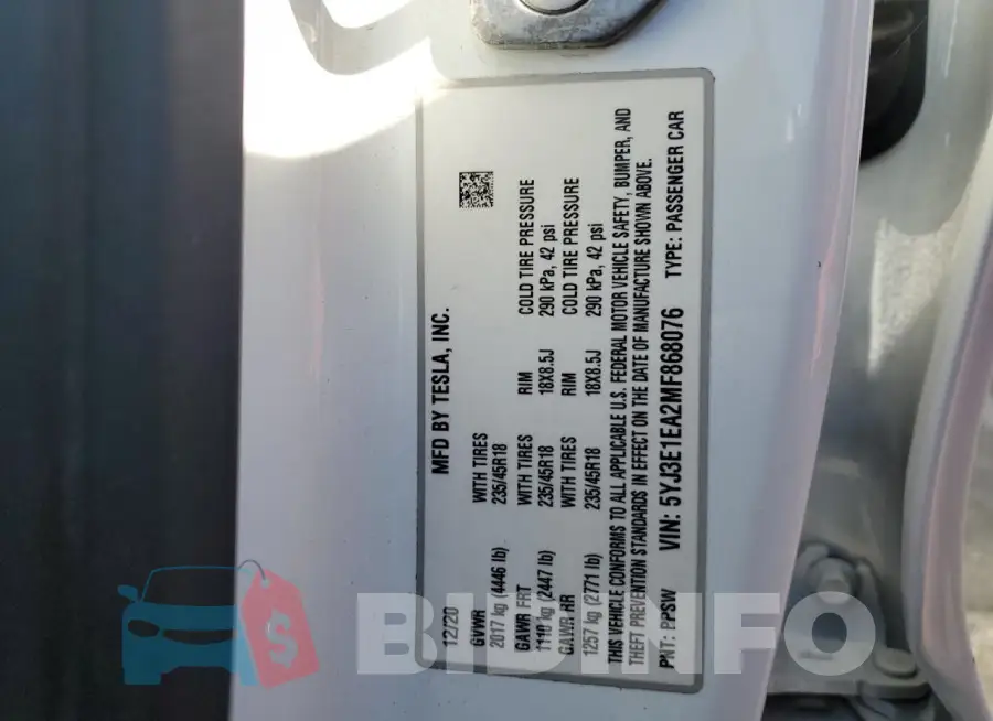 5YJ3E1EA2MF868076 Photo# 13