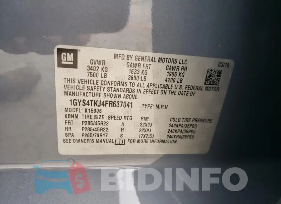 1GYS4TKJ4FR637041 Photo# 12