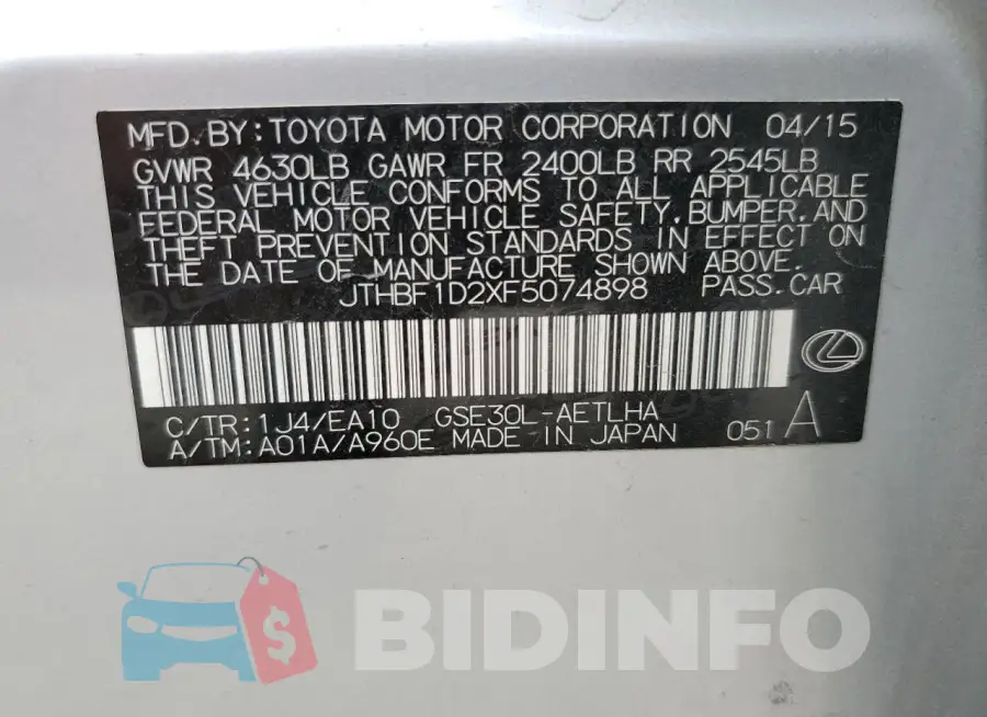 JTHBF1D2XF5074898 Photo# 12